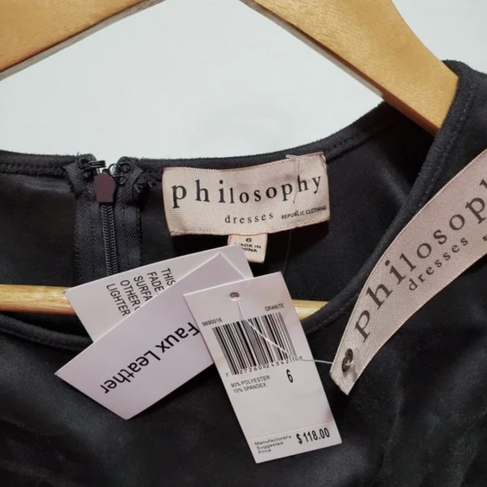 PHILOSOPHY FAUX LEATHER SHEATH DRESS - SIZE 6 - Picture 6 of 13